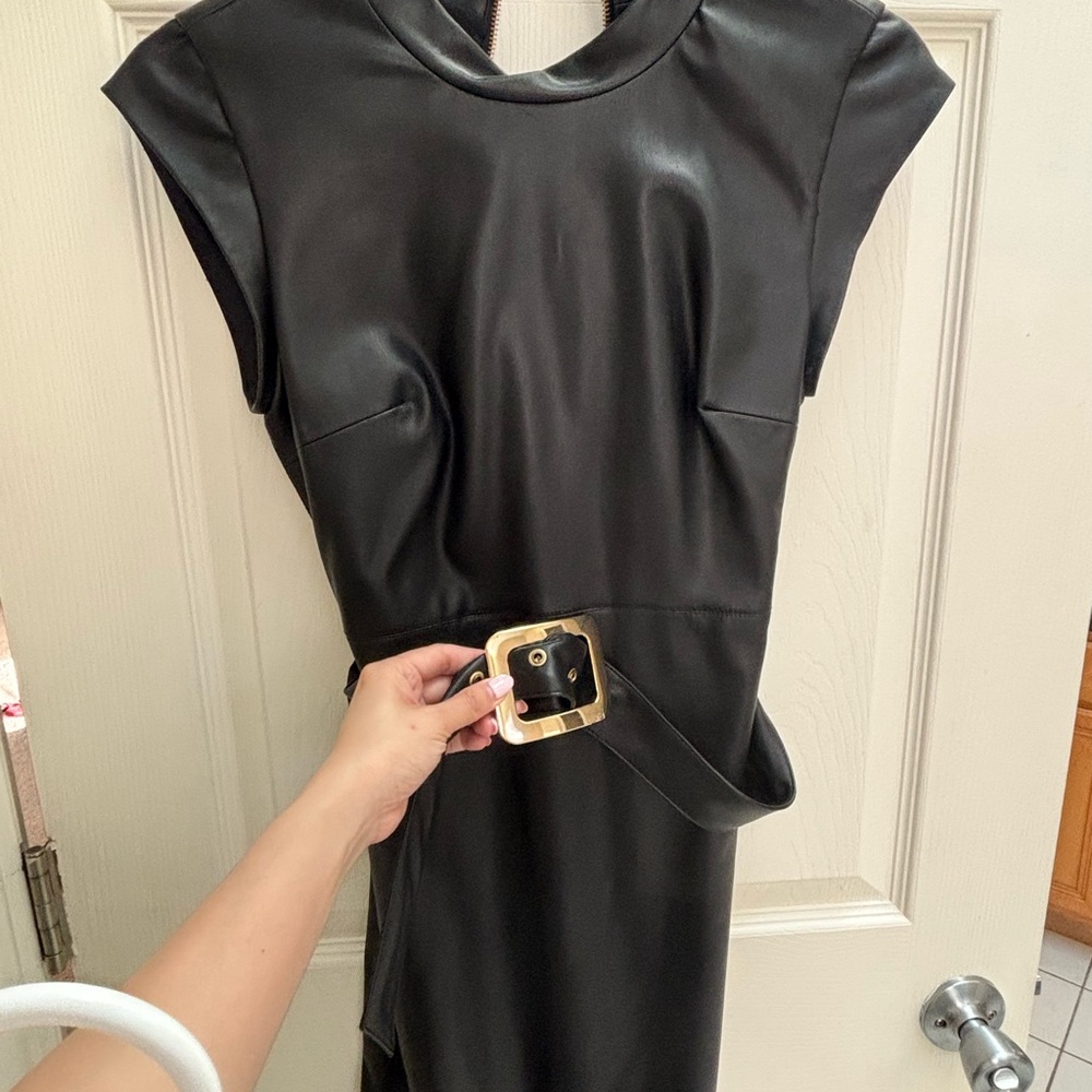 Elegant Black Dress with Belt